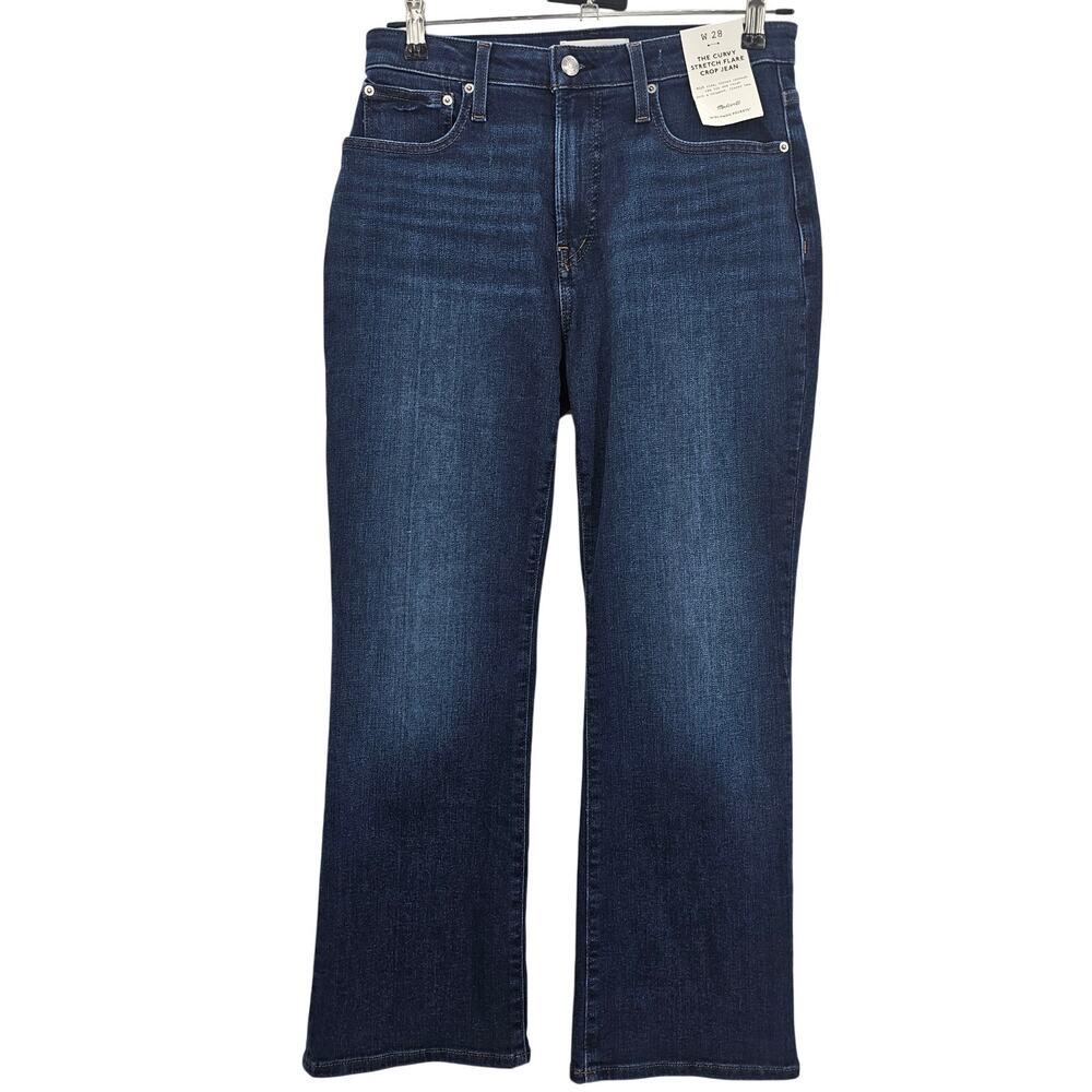 Madewell Womans size 28 The Curvy Stretch Flare Crop Denim Jeans Blue NZ113 NEW